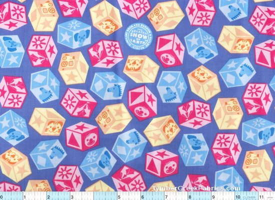 Ringling Bros Circus Blue Blocks Fabric